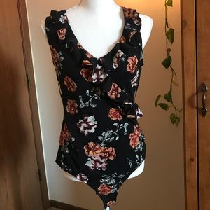 Ruffled floral bodysuit